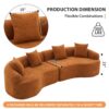 Compression Sofa:4 Seater Orange Sofa With Wood Grain Chenille Fabric, 30D, 60 Hardness Full Sponge, 4 Pillows For Living Room, Home Furniture Sleeper Sectional Sofa For Apartment - Image 8