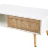 41.34" Rattan Coffee Table, Sliding Door For Storage, Solid Wood Legs, Modern Table For Living Room - White - Image 11