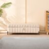 Wide Upholstered Velvet Storage Soft Bench Footstool Ottoman End Of Bed With Metal Legs, Foot Rest For Living Room, Entryway And Bedroom - Beige - Image 2