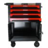 Removable 4 Drawer Metal Tool Cart With Lock - Black / Red - Image 4
