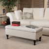 Button-Tufted Upholstered Ottoman With Hidden Storage - Linen - Image 2