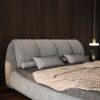 Queen Size Luxury Upholstered Platform Bed With Oversized Padded Backrest And Solid Wood Frame, Suitable For Multiple Heights Of Mattresses - Gray - Image 7