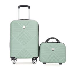 2 Piece Luggage Set With Spinner Wheels, Lightweight Suitcase (20 / 14) - Olive Green