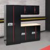 Steel Filing Cabinet With Compartments For Office Use, Storage, File Storage, Archives, And High And Low Cabinets - Black / Red - Image 2