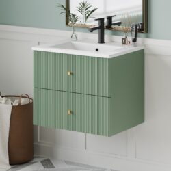 Wall Mounted Bathroom Vanity With 2 Drawers, Ideal For Small Bathrooms - Green