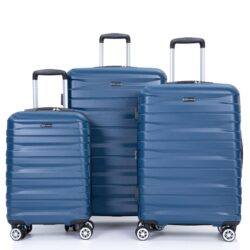 3 Piece Luggage Sets Pc Lightweight & Durable Expandable Suitcase With Two Hooks, Double Spinner Wheels, Tsa Lock, (21/25/29) - Dark Blue