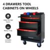 Rolling Metal Tool Chest With 4 Drawers, 20" Steel Storage Cabinet With Ball Bearing Slides - Black / Red - Image 4