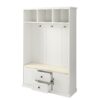 Hall Tree With 3 Hooks, Coat Hanger, Entryway Bench, Storage Bench, 3 In 1 Design, For Entrance, Hallway White - White - Image 10