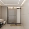 Glass Shower Door, Shower Sliding Door Walk In Shower Screen Dual Usage, 1 / 4" Thick Glass Panel With Stainless Steel Handle, Supporting Bar - Black - Image 2