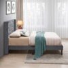 Velvet Button Tufted-Upholstered Bed With Wings Design Strong Wood Slat Support Queen Platform Bed - Gray - Image 5