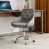 Modern Velvet Fabric Dining Chair With Chrome Legs, Soft And Comfortable, Lift Adjustment, Space Saving - Gray - Image 5
