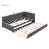 Upholstered Daybed With Trundle Twin Size Sofa Bed Frame No Box Spring Needed, Linen - Gray - Image 13