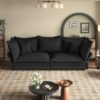 Modern Comfy Upholstered Sofa Cloud Couch, Deep Seat Couches With Multiple Large Soft Pillows, Convertible Deep Seat Chaise Longue For Living Room - Black - Image 5