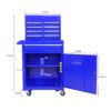 Rolling Tool Chest, 5 Drawer Tool Box Organizer With Lockable Wheels & Sliding Drawers & Detachable Top & Adjustable Shelf, Tool Storage Cabinet For Garage Workshop - Blue - Image 3