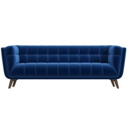 Addison - Large Velvet Sofa - Brown / Navy Blue