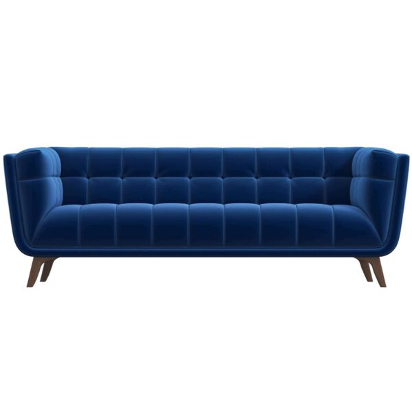 Addison - Large Velvet Sofa - Brown / Navy Blue