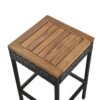 10 Piece Outdoor Acacia Wood Bar Height Table And 8 Stools With Cushions, Garden Wicker Dining Table, Foldable Tabletop, High Dining Bistro Set, All-Weather Patio Furniture - Brown - Image 10