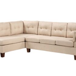 Dalia - Linen Modern Sectional Sofa With Left Facing Chaise - Khaki