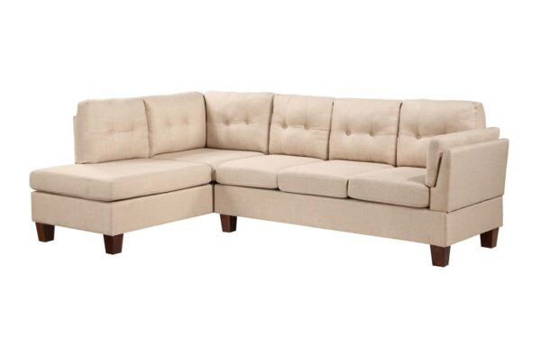 Dalia - Linen Modern Sectional Sofa With Left Facing Chaise - Khaki