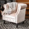 Celestialis - Upholstered Velvet Club Chair With Tub Design And Rolled Recessed Armrests - Champagne - Image 4