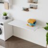 Laundry Room, Folding Table Wall Mounted Folding Table For Small Spaces, Fold Down Desk, Workbench, Addition To Garage & Shed - White - Image 2