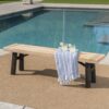 Outdoor Bench With Slat Panel Design And Frame - Natural / Gray - Image 9