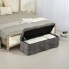 Stylish Storage Ottoman Bench With Safety Hinge For Living Room & Bedroom - Dark Gray - Image 8