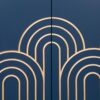 Modern Fluted Sideboard Buffet With Adjustable Shelves, Curve Element With Strict Lines - Navy Blue - Image 8