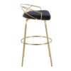 Charlotte - Glam Glam / Art Deco Fixed Height Barstool With Swivel With Round Footrest (Set of 2) - Gold / Black - Image 3