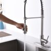 Modern Single Handle Spring High Arc Kitchen Faucet With Water Filter System, Stainless Steel - Brushed Nickel - Image 4
