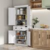 Homcom - 72" Kitchen Pantry, Tall Storage Cabinet, Freestanding Cupboard With Drawer, Doors And Adjustable Shelves - White - Image 2