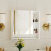 Wall Mounted Bathroom Storage Cabinet With Mirror Door, Medicine Cabinet, Over The Toilet Storage Cabinet With Shelves And Towel Rack - White - Image 2