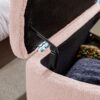Storage Ottoman Bench For End Of Bed Gold Legs, Modern Gray Faux Fur Entryway Bench Upholstered Padded With Storage For Living Room Bedroom - Pink - Image 12