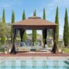 Outdoor 11X 11Ft Pop Up Gazebo Canopy With Removable Zipper Netting, 2 Tier Soft Top Event Tent, Suitable For Patio Backyard Garden Camping Area With 4 Sandbags - Brown - Image 5