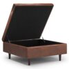 Shay - Mid Century Large Square Coffee Table Storage Ottoman - Distressed Saddle Brown - Image 2