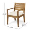 Outdoor 7 Piece Dining Set With Cushions - Sandblasted Natural / Beige - Image 8