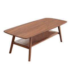 Center Low Coffee Table With Storage Shelf - Walnut