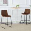 (Set of 2) Retro Bar Chairs, Comfortable Stools Suitable For Industrial And Vintage Style Settings - Brown - Image 2
