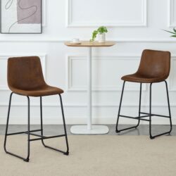 (Set of 2) Retro Bar Chairs, Comfortable Stools Suitable For Industrial And Vintage Style Settings - Brown