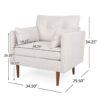 Contemporary Fabric Club Chair With Birch Wood Legs - Beige - Image 3