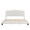 King Upholstered Platform Bed With Saddle Curved Headboard And Diamond Tufted Details - Beige - Image 4