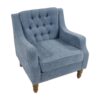 Accent Chair, Living Room Chair, Footrest Chair Set With Vintage Brass Studs, Button Tufted Upholstered Armchair For Living Room, Comfy Reading Chair For Bedroom, Reception Room - Blue - Image 16