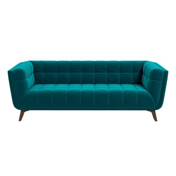 Addison - Large Velvet Sofa - Brown / Teal
