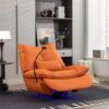 270 Swivel Glider Recliner Chair, Power Recliner Rocking Chair, USB Port Charge For Nursery Chair With Atmosphere Lamp For Living Room Bedroom Apartment - Orange - Image 7