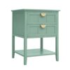 2 Drawer Side Table, American Style, End Table, Suitable For Bedroom, Living Room, Study - Light Green - Image 7