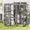 Outdoor Diy Cat House Catio With Double Enter Doors, Platforms, And Condos - Dark Gray - Image 3