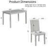 5 Piece Wooden Dining Table Set, Kitchen Table Set With A Rectangular Table And 4 Upholstered Chairs, Wooden Dining Room Table With Crystal Decoration And Chairs Set - Silver Gray - Image 3