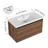 36" Bathroom Vanity Set With Resin Countertop Sink And 2 Doors - Brown - Image 3