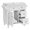 Bathroom Vanity With Top Sink, Modern Bathroom Storage Cabinet & 2 Drawers And A Tip-Out Drawer, Single Sink Bathroom Vanity - White - Image 17