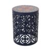 Outdoor Lace Cut Metal Side Table - Dark Blue - Image 9